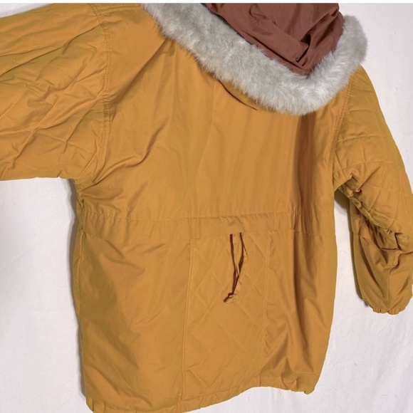 Vintage 90s Elements Mustard Yellow Coat With Removable Hood M - Picture 15 of 16